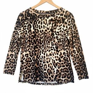 White Stag Leopard Print Fleece Long Sleeve Blouse Size M (8-10)